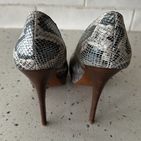 Steve Madden Flaash Leather Snake Print Platform Stiletto High Heels Sz 7.5 New - Picture 4 of 12